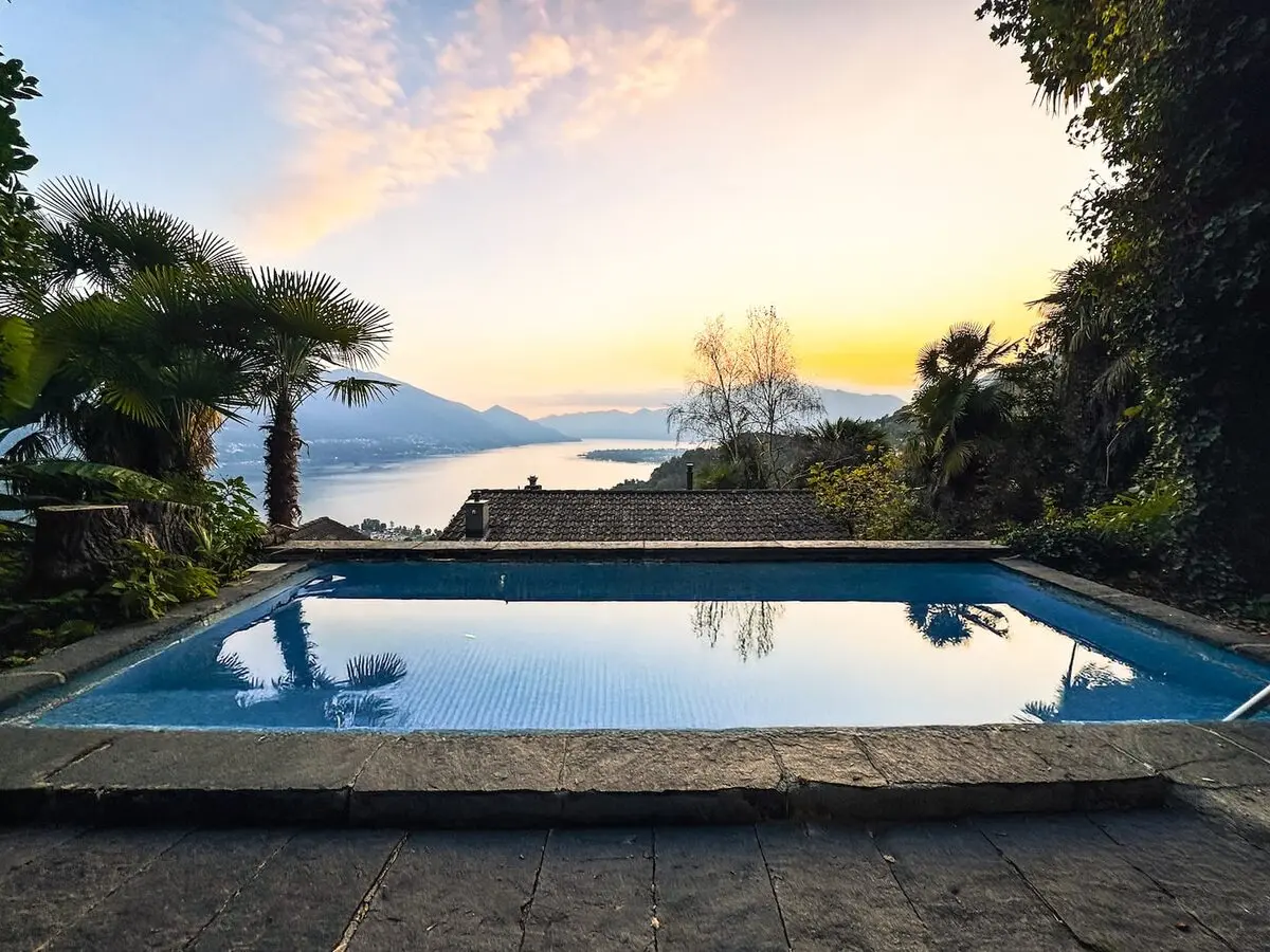 Seasonal outdoor pool overlooking Lake Maggiore