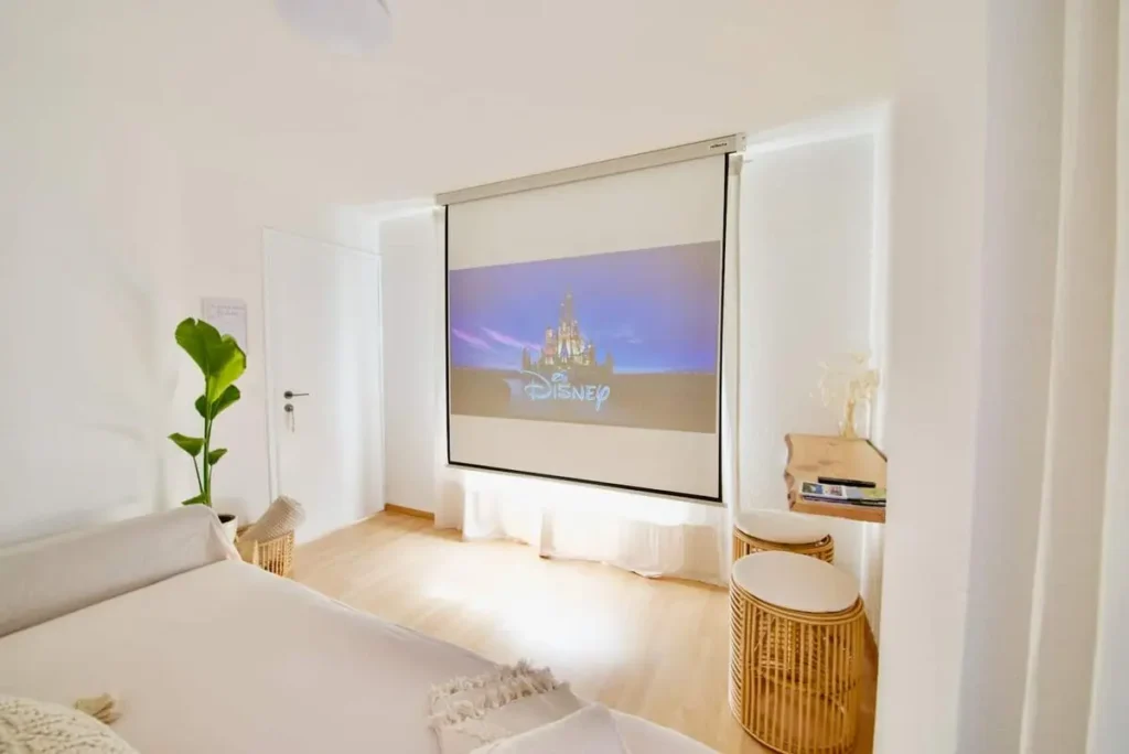 Home-cinema screen in the Vira living room